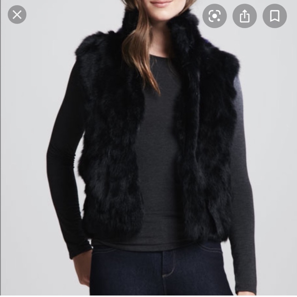 Rebecca Minkoff Black Rabbit Fur Vest S
